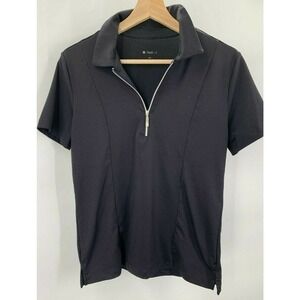 Spanner Womens Size S Small 1/4 Zip Golf Polo T-Shirt Short Sleeves Logo Black
